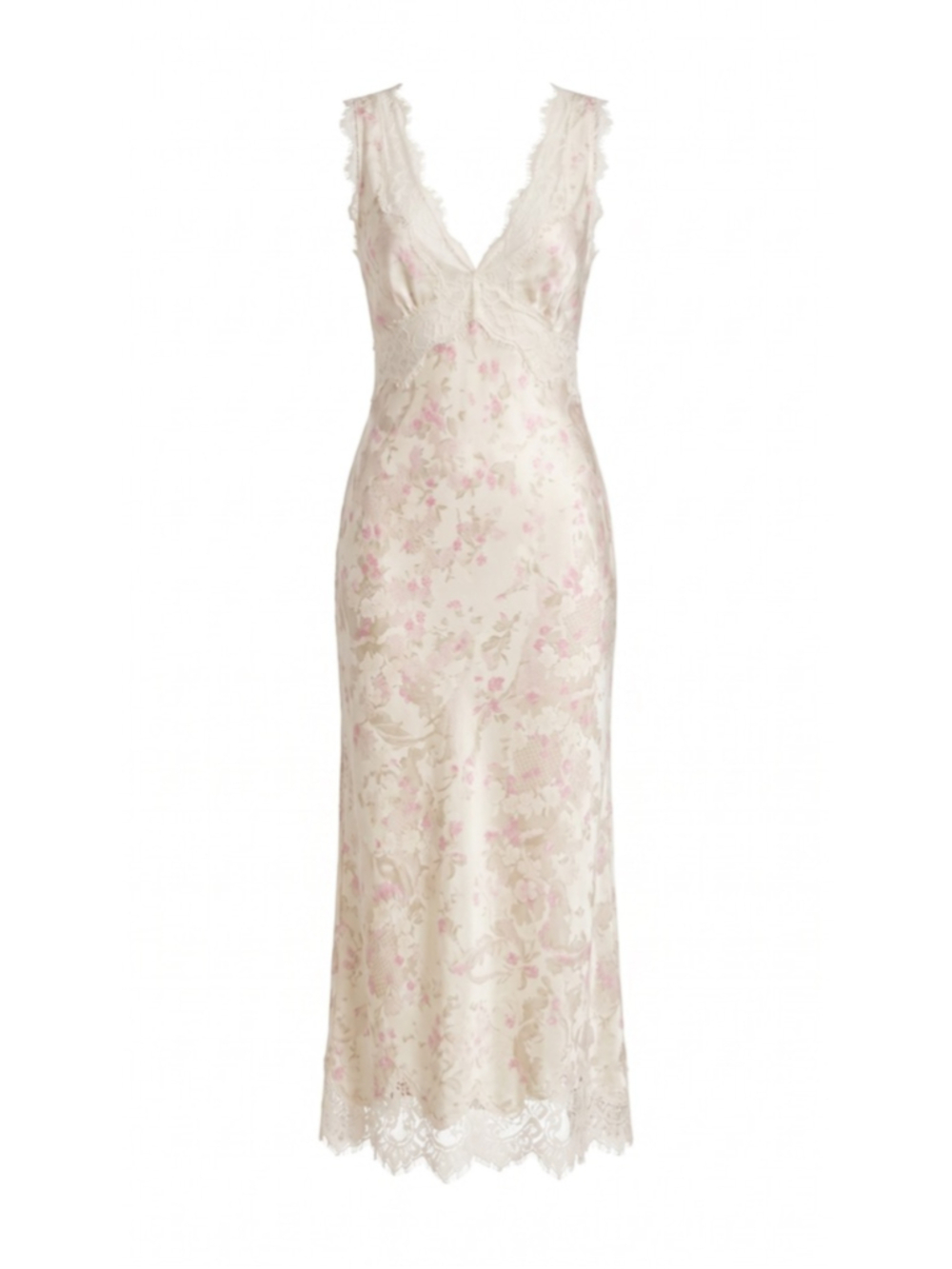 LoveShackFancy Mira Silk Blend Floral Lace Slip Midi Dress NWT 8 - Picture 1 of 7